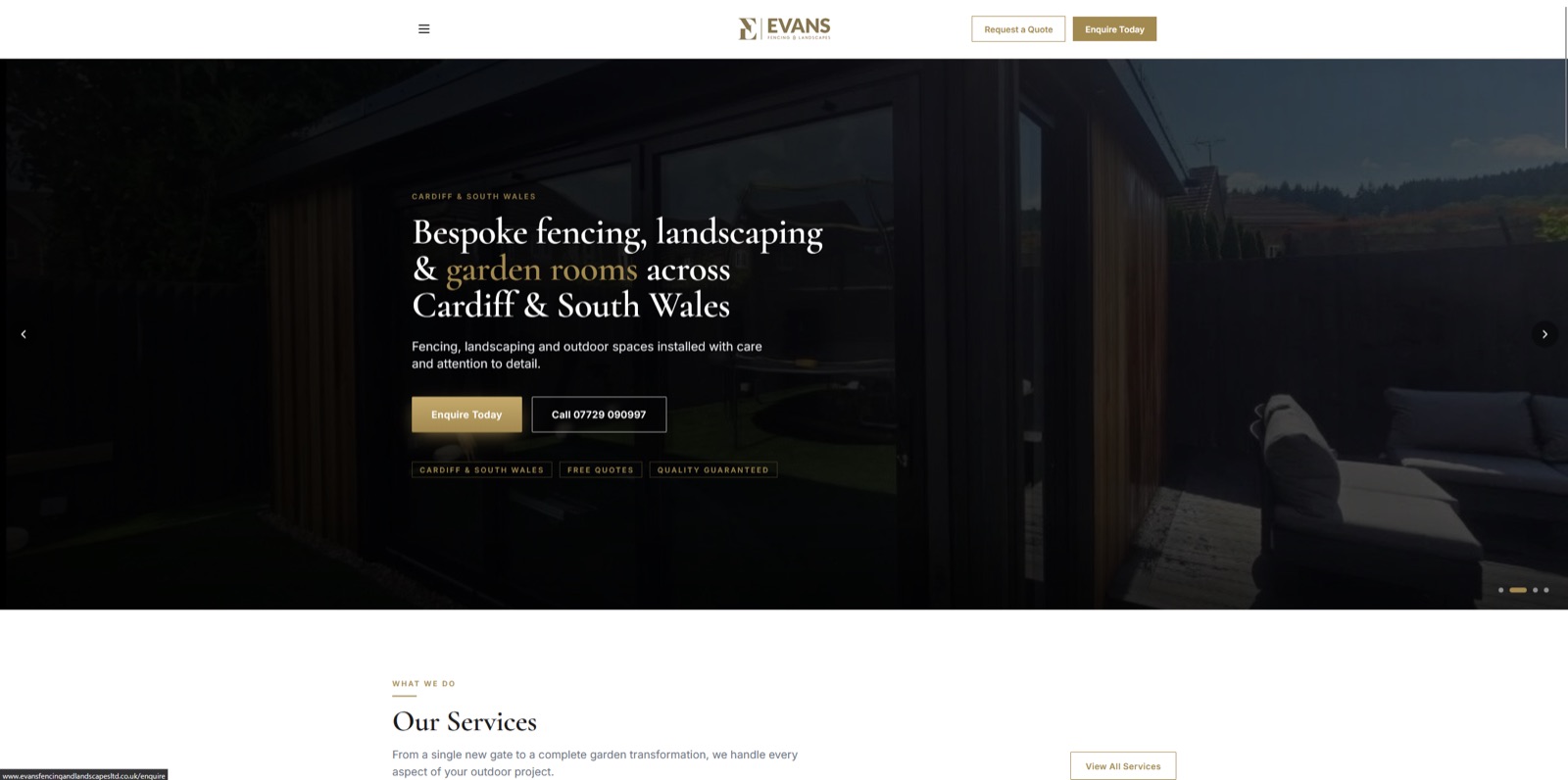 Evans Fencing & Landscapes homepage