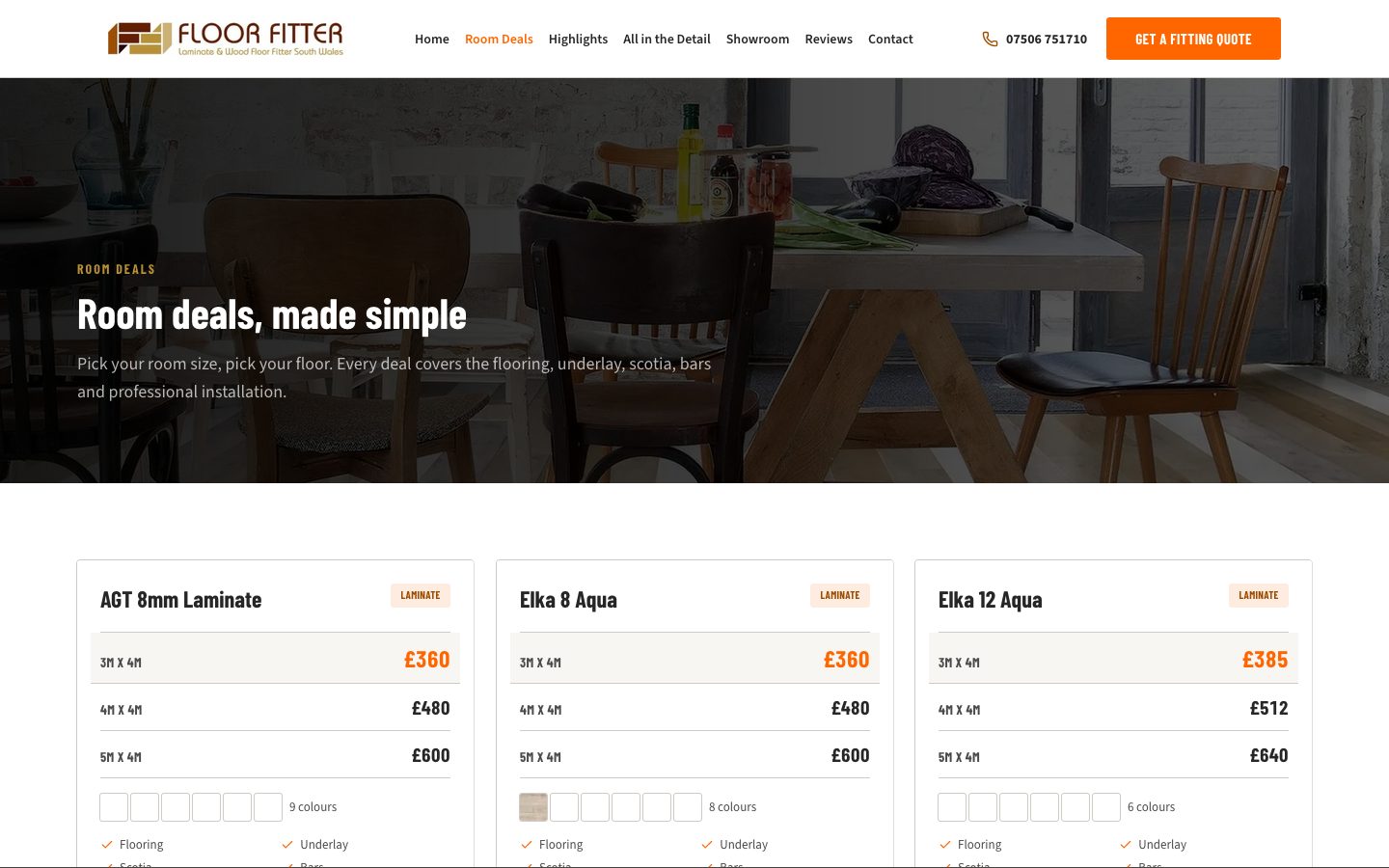 Floor Fitter Wales room deals page